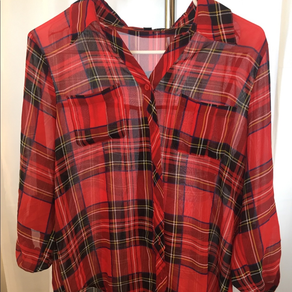 Red Plaid Blouse